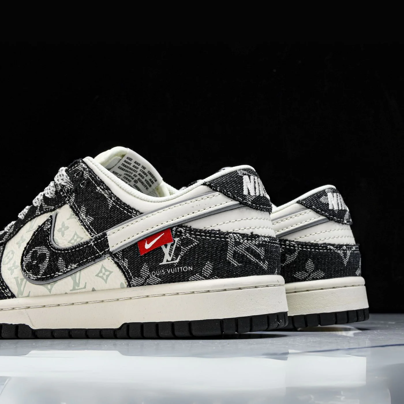 Black Denim LV Dunks Low - Image 3