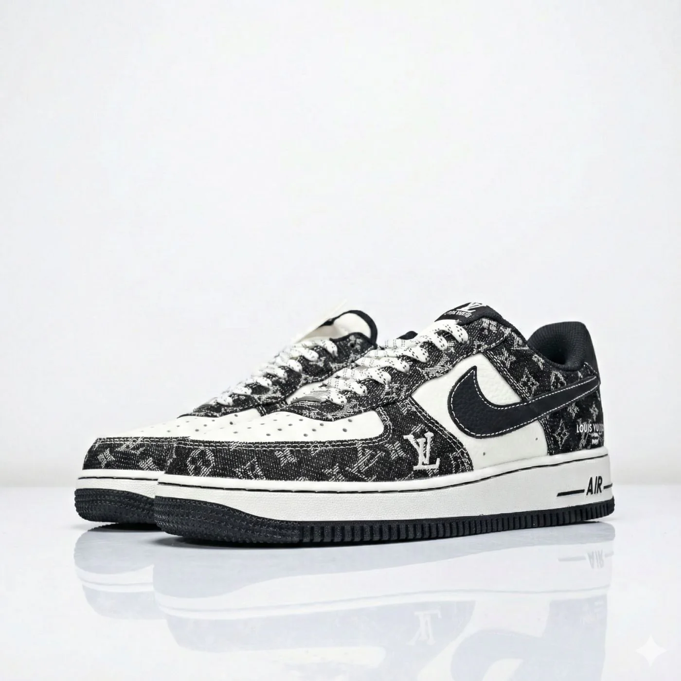 Black Denim LV Air Force 1 - Image 2
