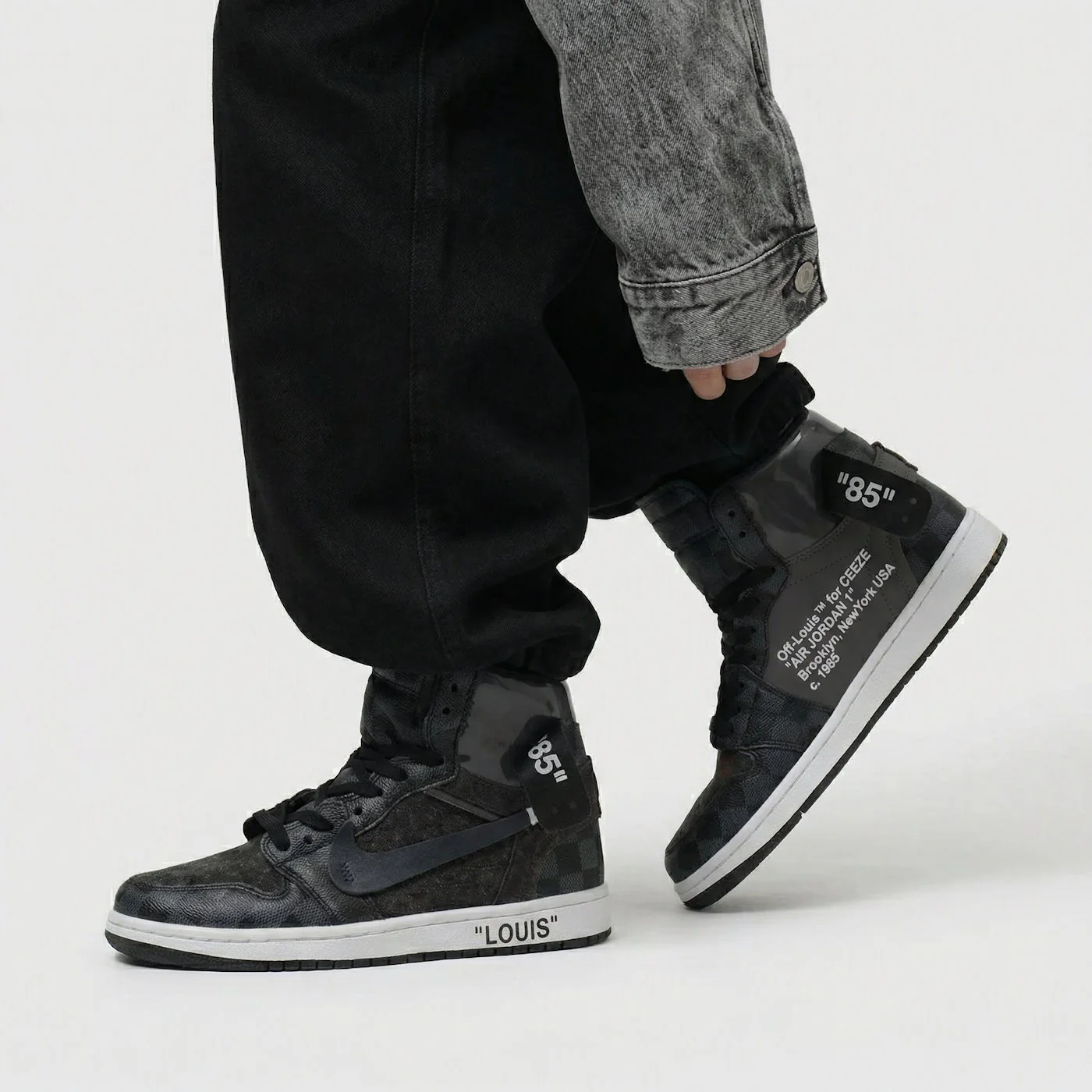 Black Off-Louis LV Jordan 1 - Image 5